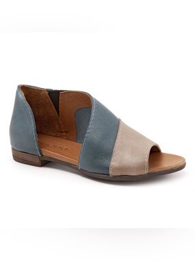 Bueno Sz 10 Tanner Open-side Sandal in Blue and Taupe Shandal